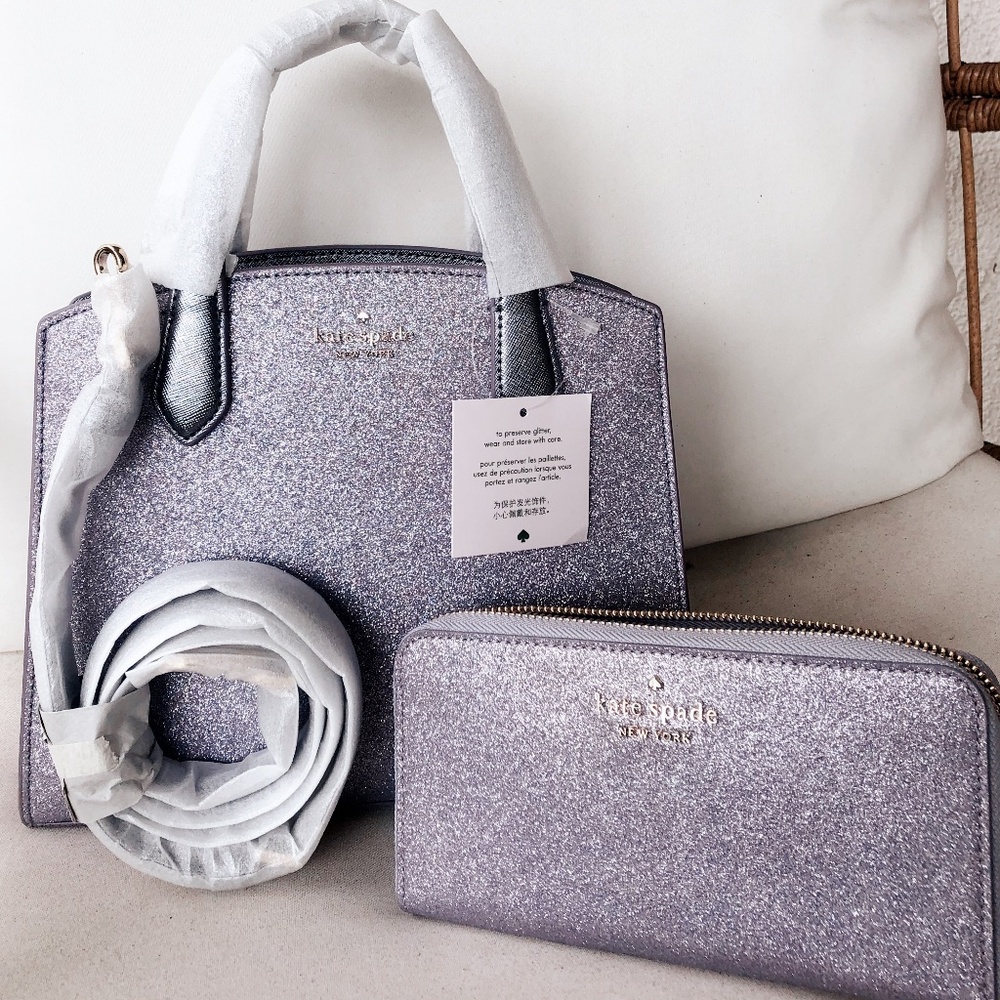 Kate Spade Lilac Glitter Tinsel Wallet🤍